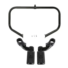 Black Highway Engine Guard Crash Bar Footpegs Mount Fit For Harley Touring 09-Up