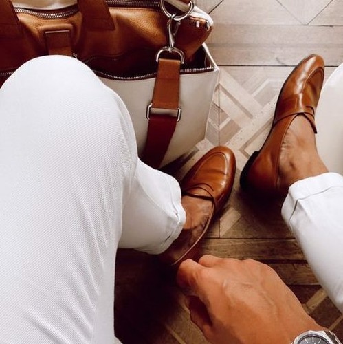 Zapatos Handmade Men Tan Brown Leather Penny Loamer, Men Classic Peas | eBay