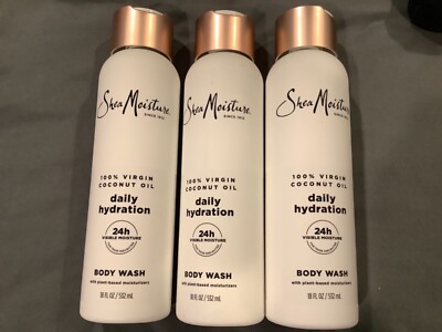 3 Shea Moisture 100% Virgin Coconut Oil Daily Hydration Body Wash 18 Fl Oz