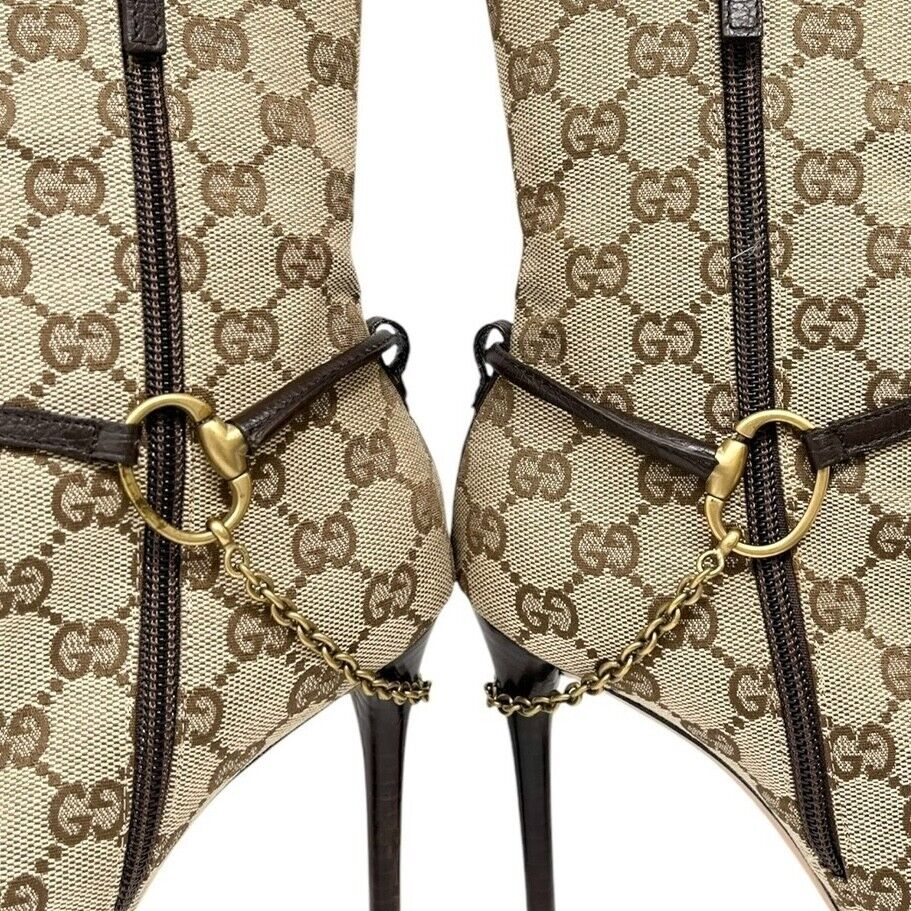 GUCCI Vintage GG Monogram Ankle Boots Heels Belt #36.5-37 GUCCI Vintage GG Monogram Ankle Boots Heels Belt #36.5-37