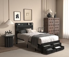 Twin Bed Frames with Storage Headboard, Charging Station,USB Ports and Drawers