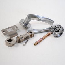 ViBE Twirl Push Button Privacy Door Handle and Latch Set - Round or Tubular