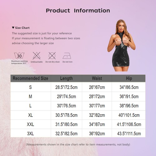 Womens Lingerie Sleeveless Nightwear Dresses Dress Wet Look Club Wear Bedroom - Picture 32 of 47