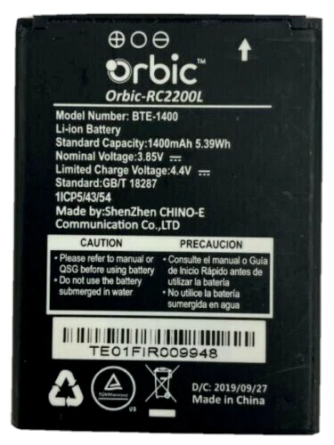 OEM Original battery for Orbic Journey V RC2200L Verizon phone 1400mAh BTE-1400
