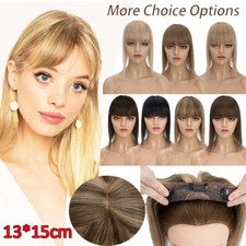 100 Remy Human Hair Topper Toupee Clip In Women Hairpiece Silk Base Extensions