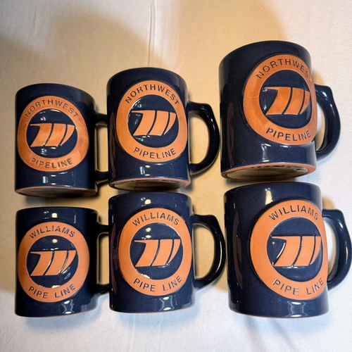 Frankoma Williams Northwest Pipeline Coffee Mugs USA Made Lot Of 6