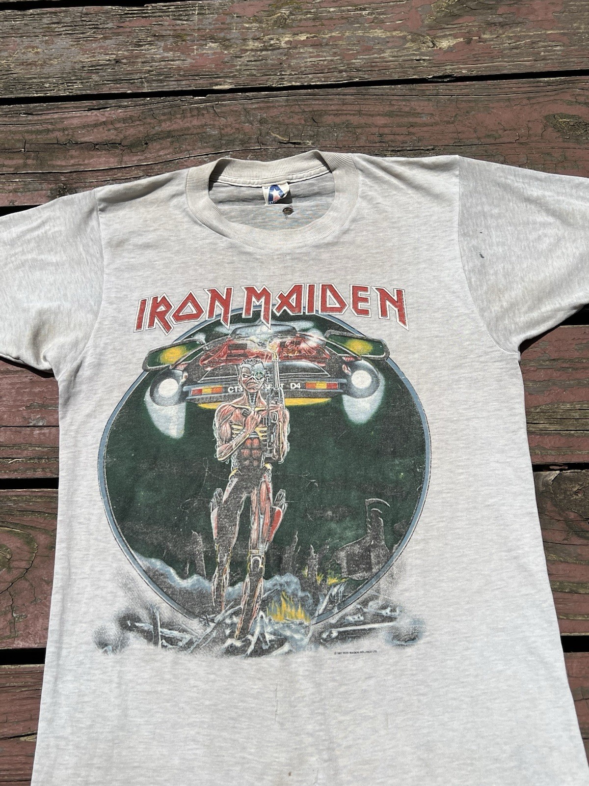 Vintage 80s Iron Maiden Somewhere on Tour Concert T-Shirt 1987 RARE Men’s Size M image 2