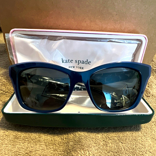 Kate Spade New York Polarized Cat Eye Sunglasses Hello Sunshine Dark Blue NEW