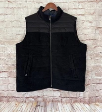 Hart Schaffner Marx Mixed Media Quilted Wool Golf Vest $495 - Black Heather - XL