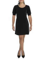 MSK PETITES Womens Black Pouf Sleeve Short Shift Dress Petites PS