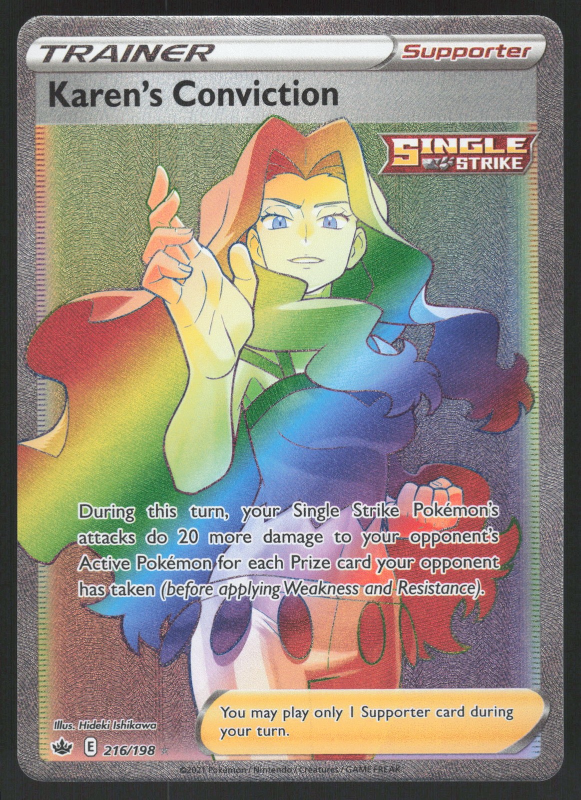 Karen's Conviction 216/198 Secret Rare Pokemon TCG Chilling Reign NM