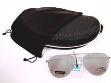 Aviator Sunglasses W/ Spring Temple Silver Frame And Silver Mirrored Lenses.