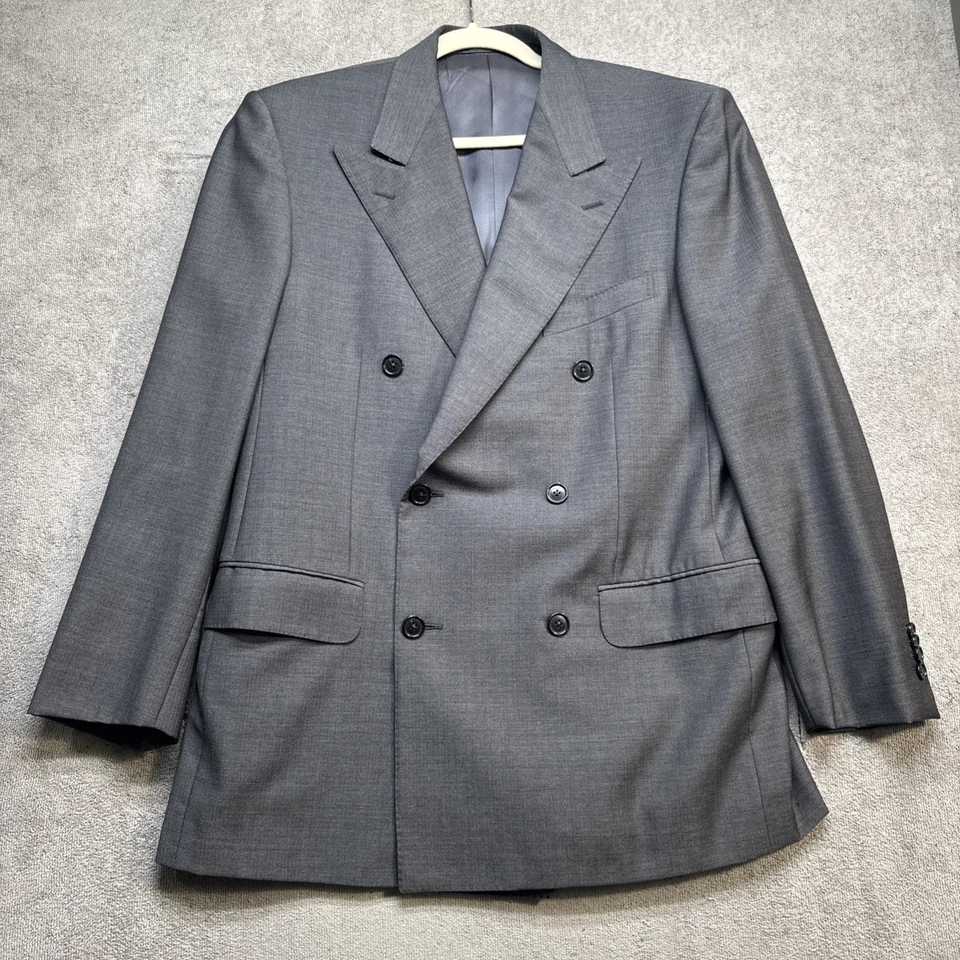 Traje de Lana Trofeo Ermenegildo Zegna Para Hombres Gris Doble Pecho 38R Hecho en Italia Foto 3 de 4