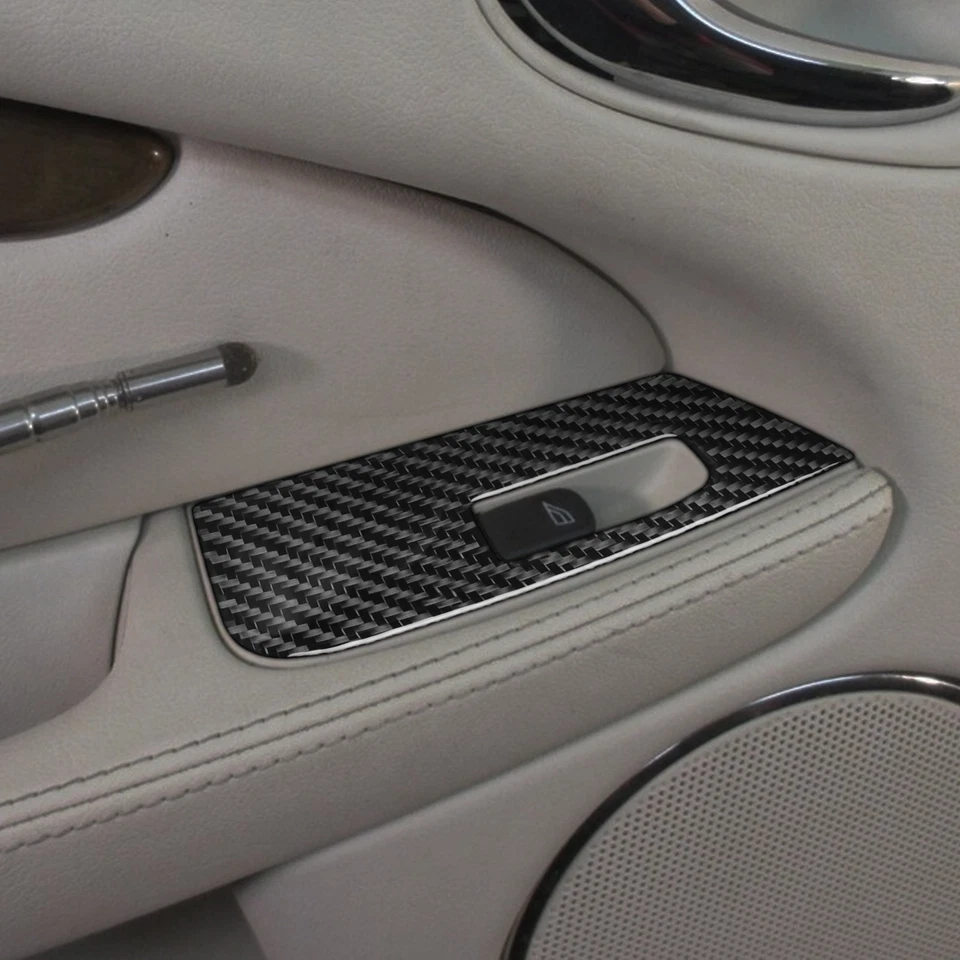 4 peças tampa de interruptor de elevação de janela de fibra de carbono real para Jaguar X-Type X400 2001-2009 - Imagem 3 de 4