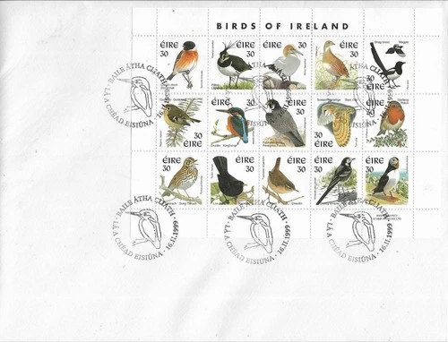 1999 IRELAND BIRDS DEFINITIVE SHEET ON PRISTINE FDC