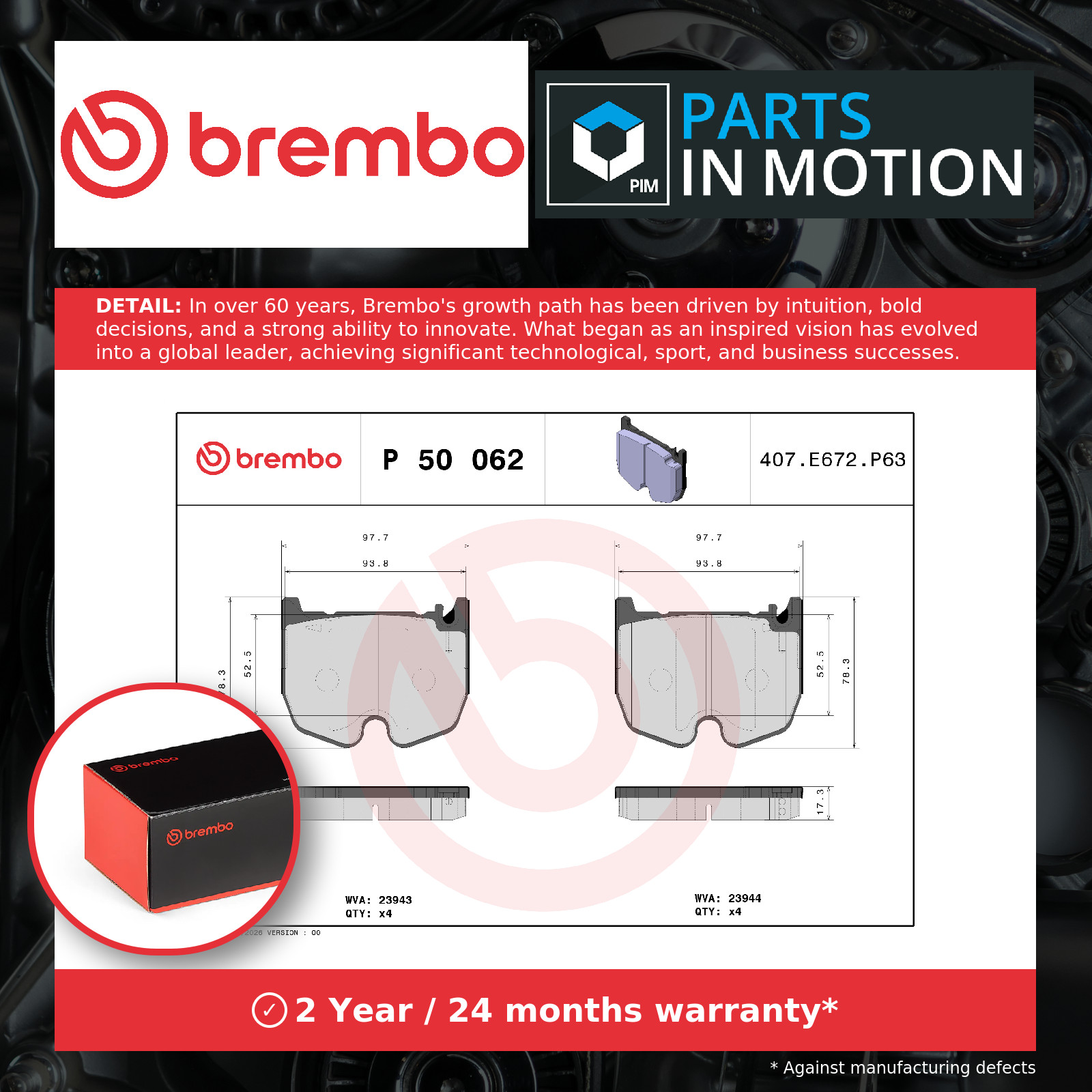 BRAKE PAD SET DISC BRAKE P 50 062 FOR MERCEDES-BENZ M113.990/991/992 5.4L 8cyl - Image 10