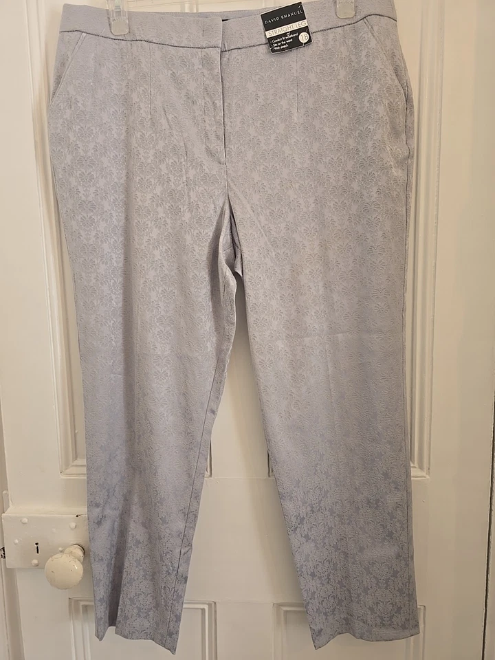 David Emanuel Blue Trousers Jacquard material size UK 18 - Image 2 of 4