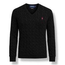 Polo Ralph Lauren Cable-Knit Jumper Cotton Men  s Black Size M