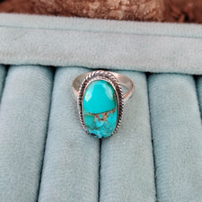 Natural Kingman Turquoise Ring 925 Sterling Silver Designer Gift Ring PG9540