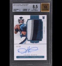2020 National Treasures Jalen Hurts Rookie Patch Auto RPA RC /99