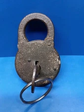Antique Old Style  Padlock With Key Works Great
