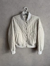 Moose Knuckles Women Quilted Bomber Jacket Beige Lightweight Luxury Coat