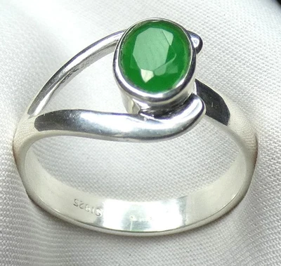 💎Ring 925 Silber offen Gr 17,5 - 18,1 (55- 57) grüner Achat Originalbilder - Bild 1 von 4