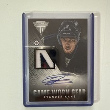 EVANDER KANE 2013-14 Panini Titanium Game Worn Gear  03/10 AUTO PATCH 3 Colour