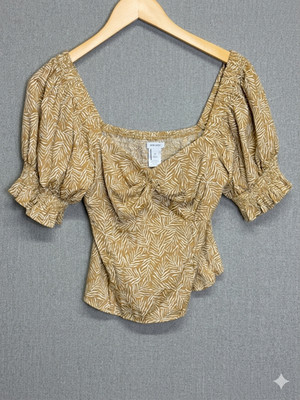 Nine West Smocked Zebra Print Puff Sleeve Top - M