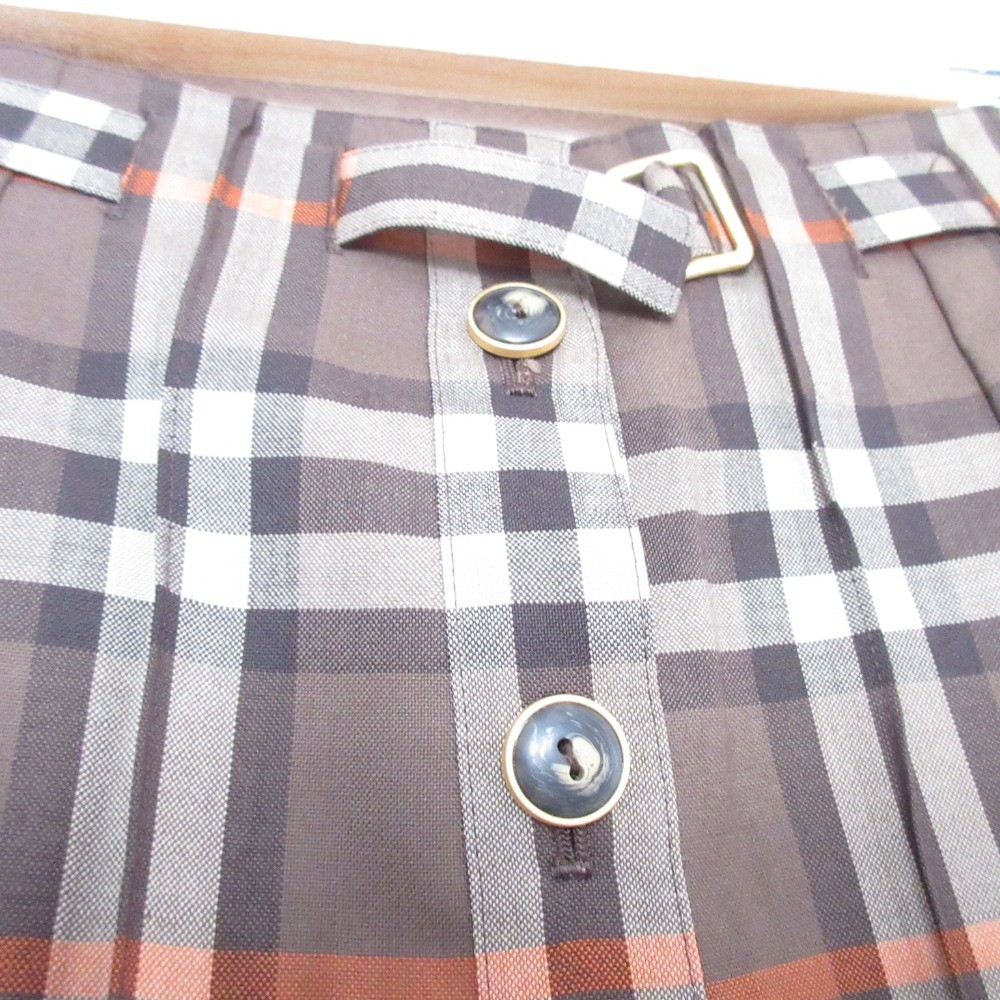 Leilian Check Pattern Front Button Belted Skirt, … - image 4