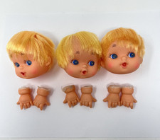 Vintage Fibre Craft Doll Hands  Head Blonde Hair Blue Eyes Open Mouth