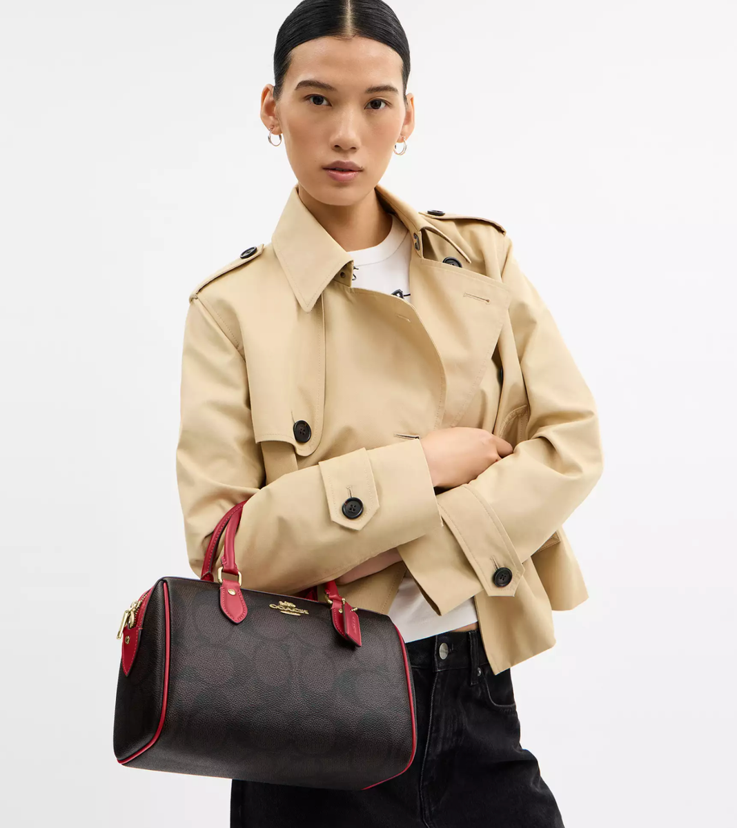 COACH CCD76 Rowan Satchel Bag In Maxi Signature Canvas & Leather