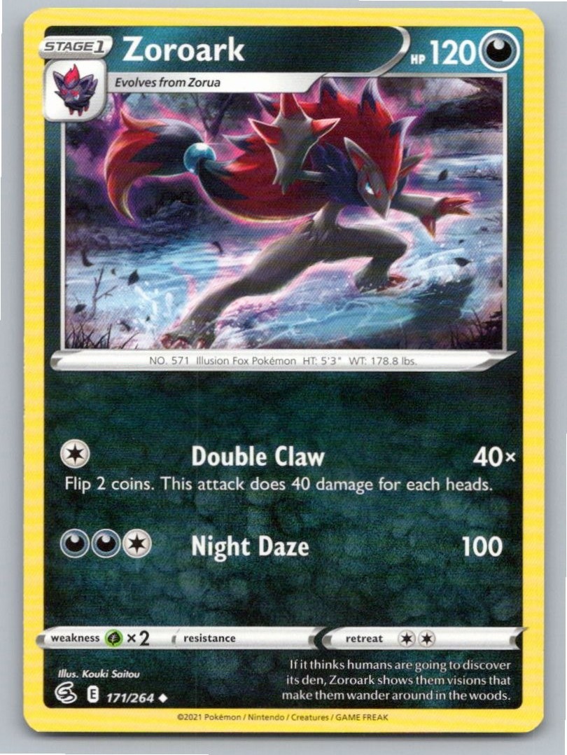 2021 POKEMON ZOROARK FUSION STRIKE 171/264 UNCOMMON NM A49897 FREE S&H