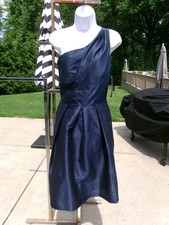 NWT ALFRED SUNG NAVY 1 SHOULDER FORMAL DRESS 8