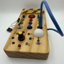 Montessori Toddler Busy Board LED lights Baby Wooden Sensory Switch Toys Travel 
