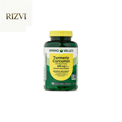 Spring Valley Turmeric Curcumin w/ Ginger 500mg Supplement 180 Ct   