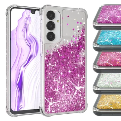 EAZY CASE Handyhülle für Samsung Galaxy A16 Glitzer Cover Hülle Flüssig Silikon Case TPU