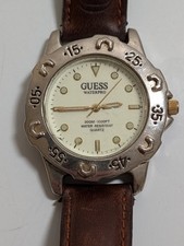 Vintage Guess Watch Womens 24mm Gold Tone 1993 Braided Leather Band