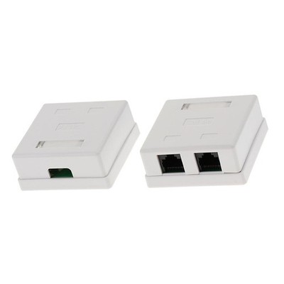 2x Cat5E Doppelhafen Oberflächenmontage Outlet Box Gesichtsplatte Backbox Combo