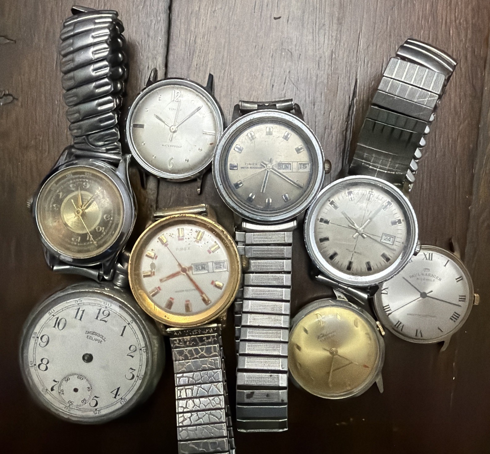 Untested Vintage Berco Mechanical Woldman Watch Ingersoll 7 Timex Lot - vintagewatches.pk