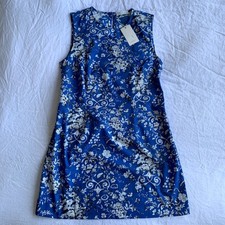 NWT Doen Adele Cotton Sleeveless Floral Mini Dress Jardins De La Fontaine Blue