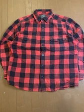 Woolrich Plaid Button Up Long Sleeve Shirt Men’s Size L Red Pockets