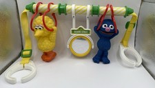Vintage Sesame Street Crib Toy Bar Big Bird Grover Mirror