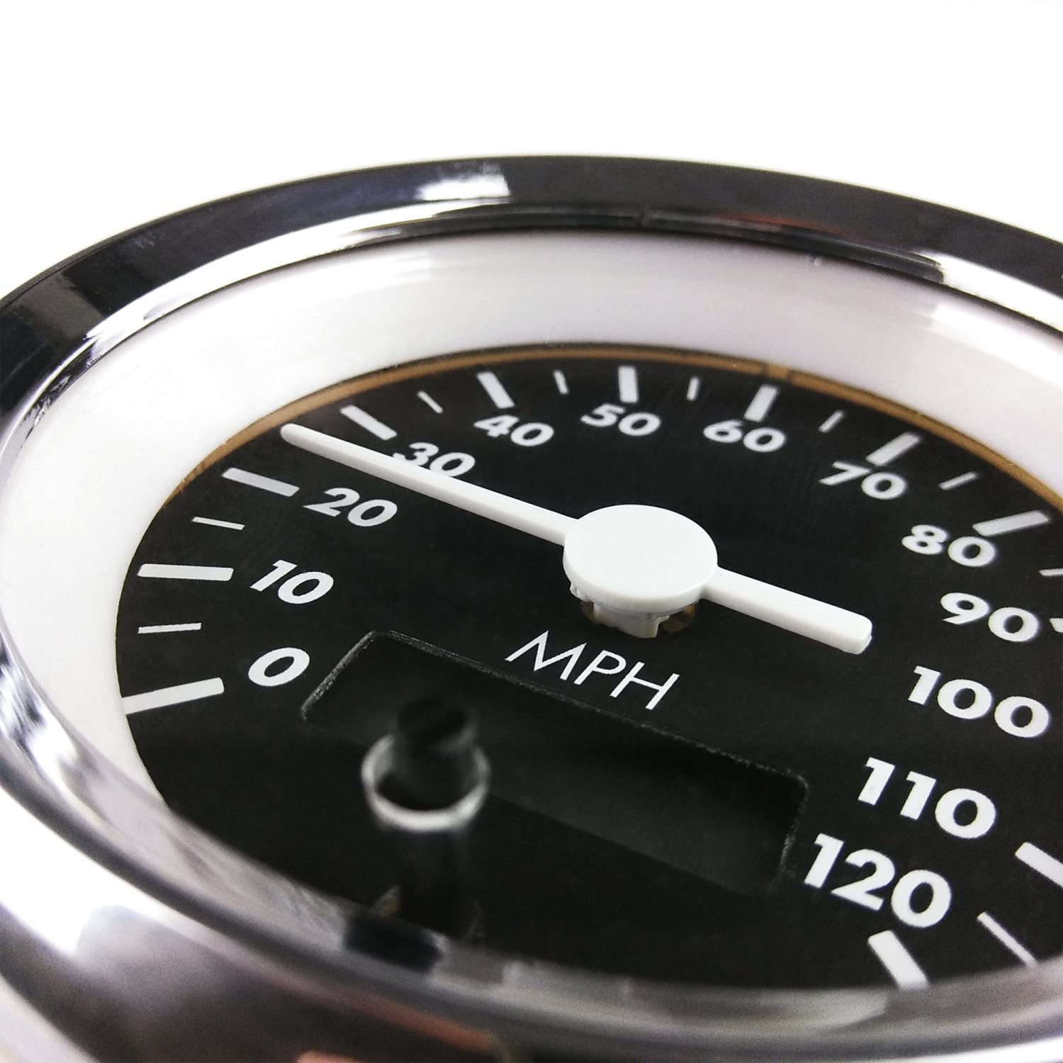 6 Gauge Kit SAE OG Classic Black White V Needles Chrome Trim Instrument Custom