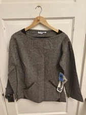 John Meyer Vintage 60s Women’s Brown 100% Wool Boatneck Top Pocket Size 10 New