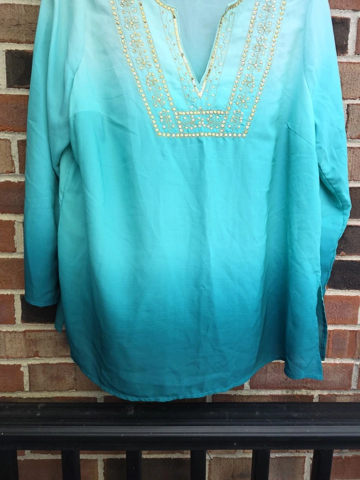 Metro Seven女式亮片绿色束腰上衣22W/24W码  — 第 4/4 张图片