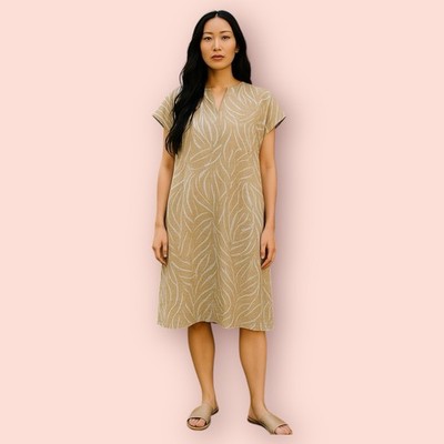 CLOSED Dress Womens Small Oversized Yellow Botanical Print Lagenlook NEW