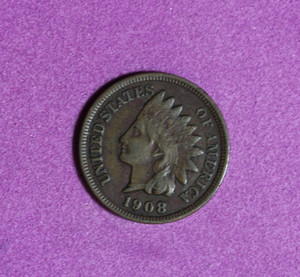 1908- Indian Head One Cent Penny #P34829