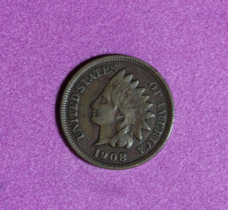 1908- Indian Head One Cent Penny #P34829