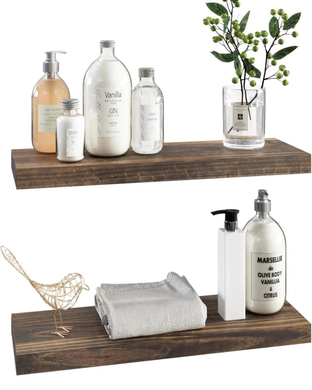 Pine 100%solid Wood Floating Shelves, 36 x8x 1.6 Dark Walnut